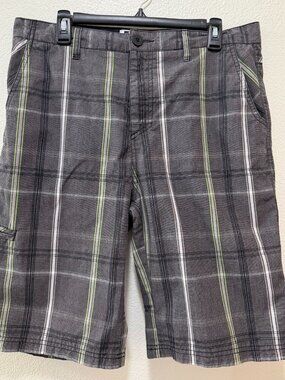 Micros black gray green plaid bermuda shorts, men's size 34